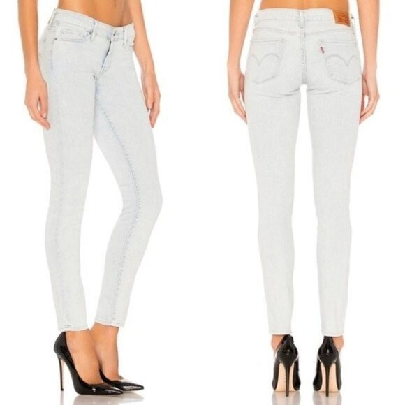 NWT Levis 711 Mid Rise Light Blue Wash Skinny Jeans Size 24 - Picture 1 of 11